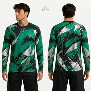 T-shirt de sport pour homme à manches longues en polyester respirant imprimé par sublimation avec des éclaboussures de peinture multicolores vibrantes - Product Image 3