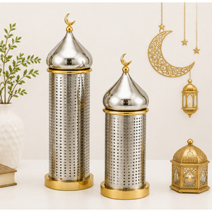 Metal Ramadan Minaret Candle Holder Set Stainless Steel Mosque Tower Lantern for Eid Mubarak Home Table Centerpiece Decoration - Product Image 6