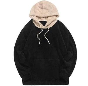 Sweat-shirt à capuche oversize noir pour homme, en molleton, couleur unie, décontracté, pour l'hiver, coupe classique, anti-boulochage, tricoté - Product Image 1