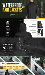 Veste coupe-vent imperméable à capuche pour homme, couleur unie, fermeture éclair sur le devant, vêtements décontractés pour l'extérieur, matière polyester, vert - Product Image 6