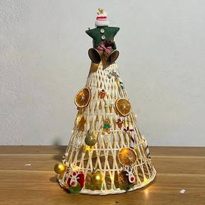 Árbol de Navidad de Ratán con Estrella en la Punta, Juego de Cestas Decorativas Tejidas a Mano, Cestas de Almacenamiento con Forma de Bota de Hongo, Decoración Navideña - Product Image 5