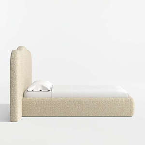 Luxury Extended Scalloped <b>Headboard</b> Fully Upholstered Boucle <b>Bed</b> Modern <b>King</b> <b>Size</b> Platform <b>Bed</b> Bedroom Furniture - Product Image 4