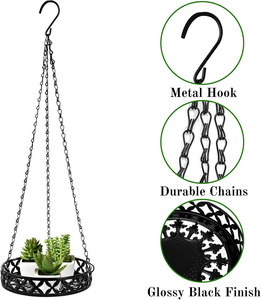 Ornamental <b>Hanging</b> Flower Pot <b>Basket</b> with Decorative Metal Rim and Chain Suspension for Balcony Patio <b>Indoor</b> Outdoor Garden - Product Image 2