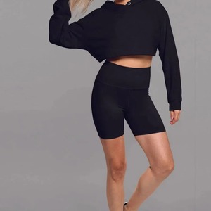 Sweat-shirt court personnalisé pour femme en molleton de coton, avec fermeture éclair 1/4, col montant, taille large, respirant, écologique, OEM - Product Image 5