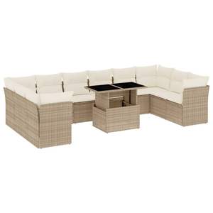 Conjunto de Sofás Modulares Grandes de Ratán Sintético PE Beige para Jardín, Muebles Modulares Cómodos para Exteriores - Product Image 2