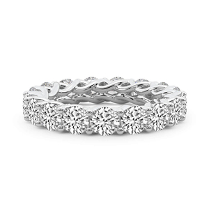 Bague éternité tendance style moderne blanc/jaune/or rose, diamants de laboratoire ronds entrecroisés, qualité VS1, VVS1, pour femme - Product Image 1