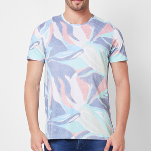 Camiseta de algodón casual para hombre, corte regular, color gris jaspeado, cuello en V, manga corta, con protección UV y antipilling. - Product Image 6