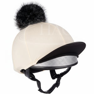 Ropa Ecuestre Juvenil, Funda para Casco de Montar a Caballo, Pelo Sintético, Pompones, Elástico, Gorro de Competición de Invierno, Seda - Product Image 1