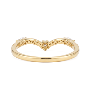 Bague fine pour femme, bijoux de mode, bague minimaliste en chevron incurvé, or massif 18 carats, bague de fiançailles empilable, diamant rond cultivé en laboratoire - Product Image 4