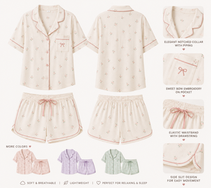 Ensemble de pyjama court boutonné pour femme, imprimé, doux, léger, pour la maison et le repos - Product Image 4
