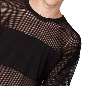 Men's Mesh Shirt Half Sleeve Workout <b>Fishnet</b> O Neck Outdoor Adult Club Men's Mesh Shirt With Custom Size with Oem Service - Product Image 2