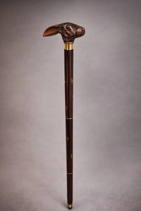 Carved Wooden Walking Stick – Rabbit Head Handle, Nature-Inspired Artistry KULSOOM - Product Image 4