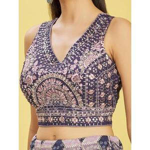 Lehenga choli ทำงานชิโน่สีฟ้าที่สวยงาม - Product Image 4