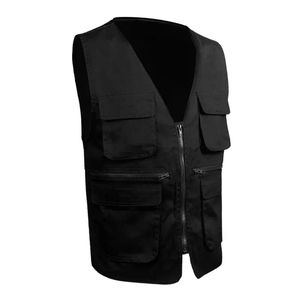 Chaleco de Lona Naranja para Hombre con Múltiples Bolsillos, Cierre de Cremallera, Ropa de Trabajo Informal, Estilo Primavera, Diseño con Cuello en V - Product Image 2
