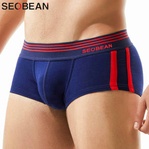 <b>Custom</b> Men's 100% Cotton Printed Beaded Mid-Rise <b>Boxer</b> Briefs Breathable Quick Dry Machine-Washable Soft Underwear OEM ODM - Product Image 3