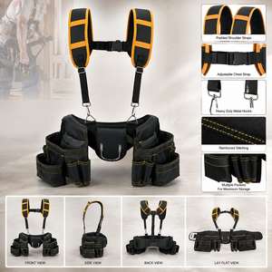 Ceinture porte-outils Oxford robuste et personnalisable avec bretelles ergonomiques rembourrées et organisateurs de travail ajustables - Product Image 5
