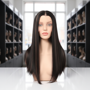 Venta Directa de Fábrica: Peluca Frontal de Encaje sin Pegamento, Negra con Reflejos, 100% Cabello Virgen Chino, Transparente para Encaje - Product Image 1