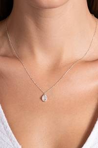 Pendentif en argent sterling fait main avec pierre de lune, pendentif en pierre précieuse naturelle, bijou minimaliste, cadeau pour femme - Product Image 4