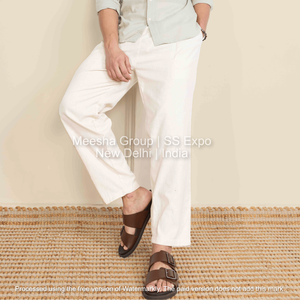 <b>Men</b> Casual Straight Fit Pants Cotton Blend Elastic Waist Comfortable Daily Wear Lounge Trousers - Product Image 2