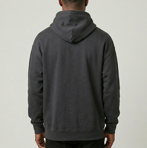 Hoodie surdimensionné noir épais personnalisé, coupe ample, streetwear, logo personnalisé, hoodies pour hommes - Product Image 3