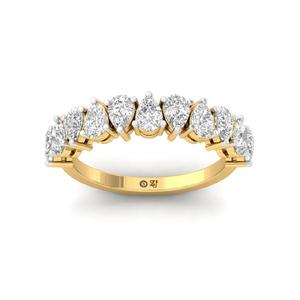 Luxury Pear Cut Lab Grown Diamond Half <b>Eternity</b> <b>Ring</b> in 925 Sterling <b>Silver</b> 10K Gold Plated Finish for Women Wedding Anniversary - Product Image 5