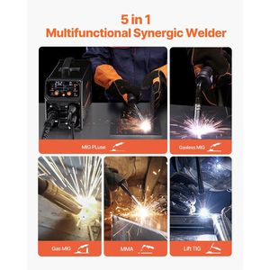 Poste à souder MIG professionnel 200A Pulse 5-en-1 Synergique, MIG à gaz pulsé, MIG fil fourré, TIG à l'arc élevé - Product Image 2