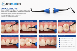 Instrument dentaire composite haut de gamme pour modelage et emballage de cordons, en acier inoxydable, instrument de restauration OEM Zetomed Pro - Product Image 3