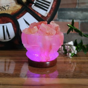 Lampe de sel rose LED de l'Himalaya, 100% pure, couleur rose naturelle, pour chambre et salon, raffinée, solide, emballée en sachet ou en bouteille - Product Image 1