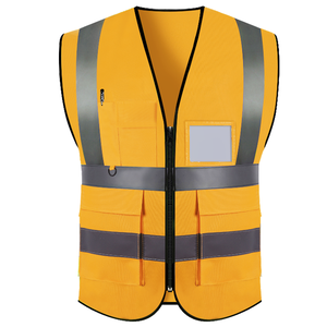 Veste de sécurité fluorescente en polyester recyclé en gros, vêtements de travail réfléchissants à haute visibilité pour les travailleurs du bâtiment - Product Image 4