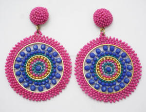 Pendientes de Gota con Cuentas y Gancho Ortodoxos de Tendencia 2024, Color Personalizado, Eventos Especiales, Bordado Hecho a Mano, Accesorio de Moda para Mujer - Product Image 3