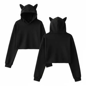 Sudaderas con Capucha para Mujer al por Mayor, Sudaderas Personalizadas con Orejas de Gato, Sudadera Corta, Sudadera de Algodón Grueso, Cómoda y Elegante - Product Image 3