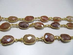 Cadena Conectora de Piedras de Luna Durmiente Naturales Color Durazno AB con Recubrimiento Místico, Forma Irregular de 12 a 15 mm - Product Image 3