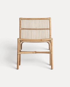 Chaise de salle à manger moderne en rotin avec dossier et assise tressés à la main, pieds en bois massif, design stable, garantie 1 an pour usage domestique et en restaurant - Product Image 2