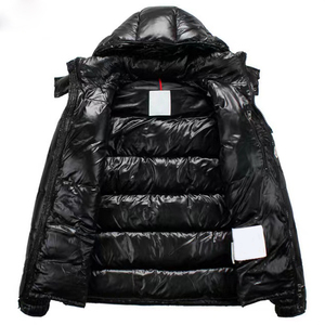 Men's <b>Red</b> <b>Hooded</b> Puffer <b>Jacket</b> Zipper Closure Waterproof Windproof Casual Winter Coat Standard Regular Fit Solid Color PU Coated - Product Image 5