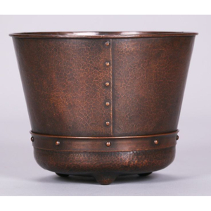 Antique Copper Hammered Planter With Circular Pattern Rustic Vintage Style For Garden Flower Green <b>Plant</b> Decoration - Product Image 5