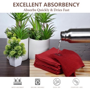 100% paños de cocina Premium estilo gofres de algodón, servilleta de cena surtida ecológica seca de absorción rápida de exportador líder de India - Product Image 3