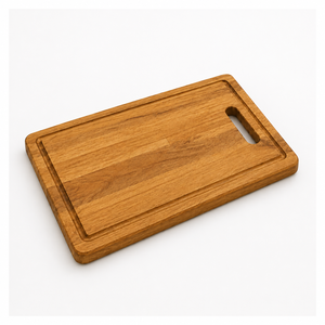 Planche à découper en teck massif, grande planche à hacher avec rainure pour les jus et poignée, pour cuisine, café, restaurant, hôtel, projet de restauration - Product Image 1