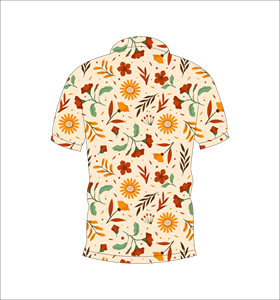 Camisa polo con estampado floral naranja y beige para hombre, camisa informal de manga corta a la moda de verano - Product Image 5