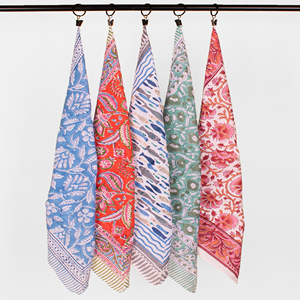 Multi-Functional Square Cotton <b>Head</b> Neck <b>Wraps</b> Beautiful Block Printed Boho Bandana Natural Dye Handmade Kerchief Travel India - Product Image 5