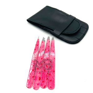 Pinzas de Cejas de Acero Inoxidable Duraderas con Mango Rosa, Juego de Pinzas de Punta Fina para un Acabado Preciso - Product Image 5