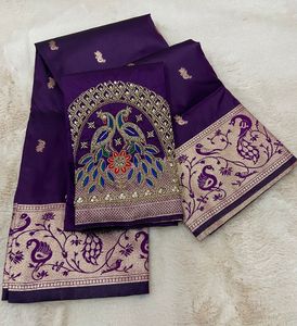 Nouveau tissu en soie pure et douce avec un travail de tissage jari original pour plusieurs couleurs - Product Image 6
