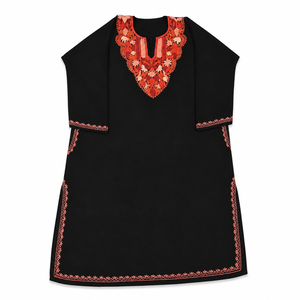 Kurti Kashmiri Negro Intenso con Bordado Floral Aari Multicolor, Compre Directamente del Proveedor a Precio de Mayoreo - Product Image 4