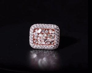 Anillo de Diamantes Rosa Personalizado en Plata de Ley 925 con Baño de Rodio y Corte Mixto, Regalos para Compromiso, Boda o Aniversario - Product Image 1