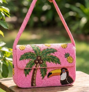 Custom Handcrafted Seed Beaded Storage Bag Women Shoulder Bag Novelty Ice <b>Cream</b> Design Artisan Crossbody Casual Fashion <b>Handbag</b> - Product Image 4