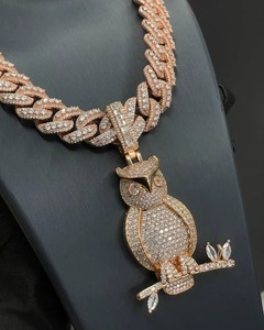 Rose Gold Plated 925 Silver Owl Pendant With Moissanite Stone HipHop Iced Out Two Tone Pendant Protection <b>Spirit</b> Bird Pendant - Product Image 3