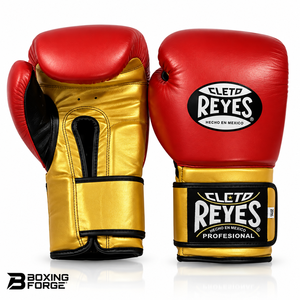 Gants de boxe professionnels Cleto Reyes en cuir rouge et or, à lacets, pour adultes, 14 oz - Product Image 1