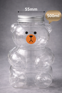 <b>Bear</b> Design 500ml PET Plastic Beverage Packaging <b>Bottle</b> with Screw Cap Heat Transfer Printed for Asia & America Export - Product Image 5