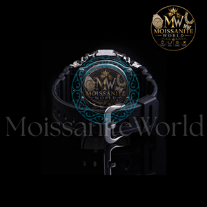 Bust Down Luxury Analog Digital <b>Watch</b> Silver Case Rubber Band VVS Moissanite Bezel <b>Black</b> Dial <b>Men's</b> <b>Watch</b> For Her Best For Party - Product Image 2
