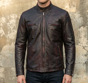 Men's Genuine Leather Jacket <b>Vintage</b> Distressed Brown Black Leather Motorcycle Biker Jacket Custom Manufacturer - Product Image 2