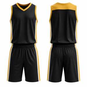 Ensemble Maillot et Short de Basketball Personnalisé Noir et Or – Tenue de Sport Professionnelle Respirante pour Équipe – Kit de Match Personnalisé - Product Image 1